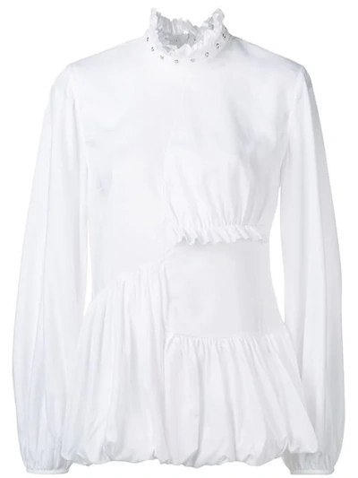 Shop Marques' Almeida Marques'almeida Flared Frill Trim Shirt - White