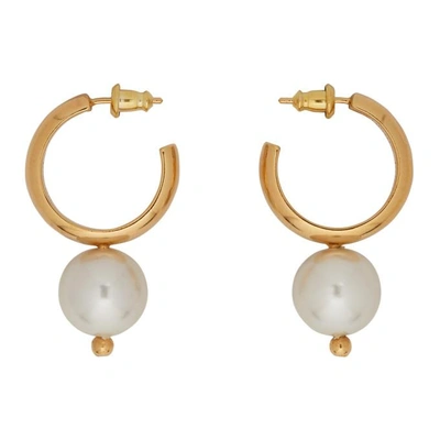 Shop Simone Rocha Gold Pearl Hoop Earrings