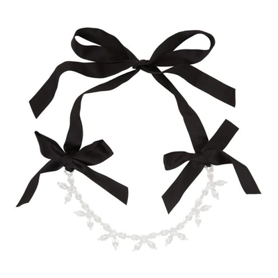 Shop Simone Rocha Transparent Flower Ribbon Necklace In Clear