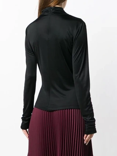 Shop Cedric Charlier Ruched Front Jersey Top In Black