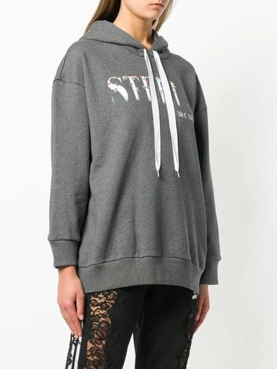 Shop Stella Mccartney Logo Patch Hooded Sweater In Grey
