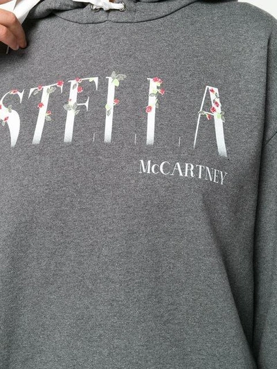 Shop Stella Mccartney Logo Patch Hooded Sweater In Grey