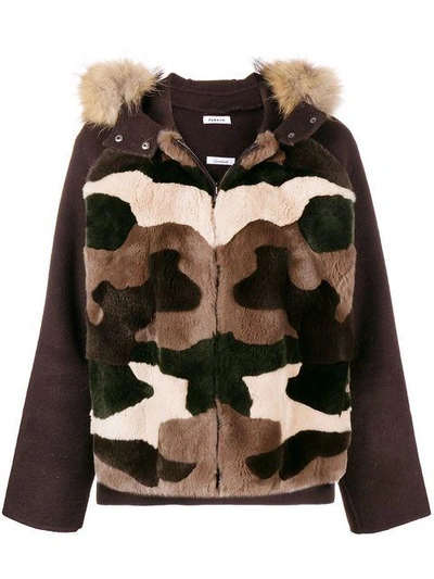 Shop P.a.r.o.s.h . Hooded Camouflage Parka Jacket - Brown
