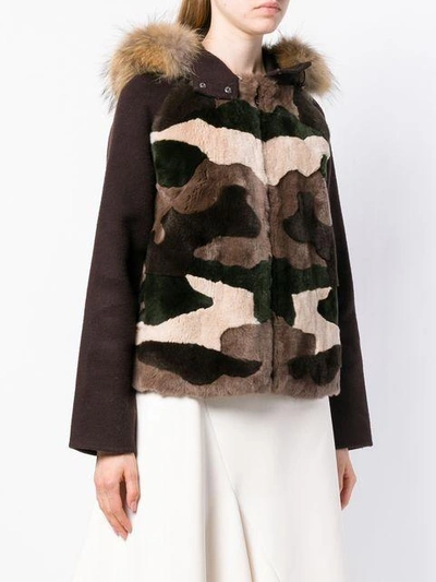 Shop P.a.r.o.s.h . Hooded Camouflage Parka Jacket - Brown