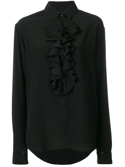 Shop Saint Laurent Ruffle Bib Shirt In Black