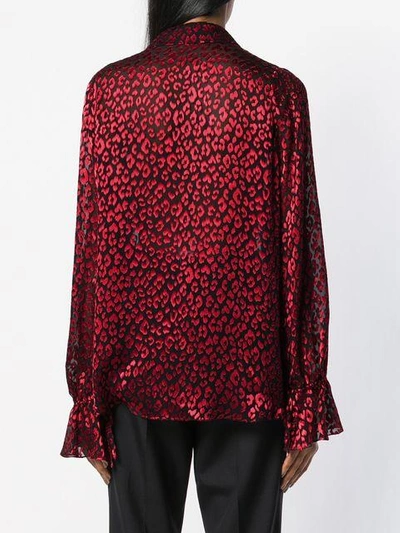 Shop Saint Laurent Sheer Leopard Print Shirt In Red