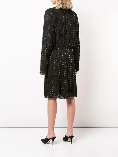 Shop Sally Lapointe Studded Detail Longsleeved Dress - Black