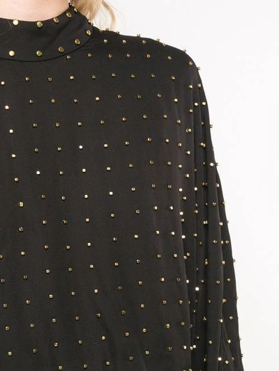 Shop Sally Lapointe Studded Detail Longsleeved Dress - Black