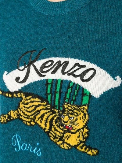 Shop Kenzo Bamboo Tiger Knitted Jumper - Blue