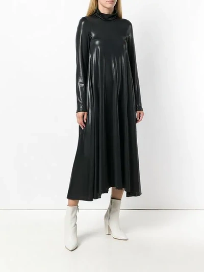 Shop Mm6 Maison Margiela Oversized Shiny Dress In Black