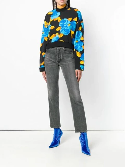 Shop Msgm Cropped Jersey Sweater In Black