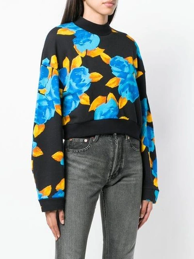 Shop Msgm Cropped Jersey Sweater In Black