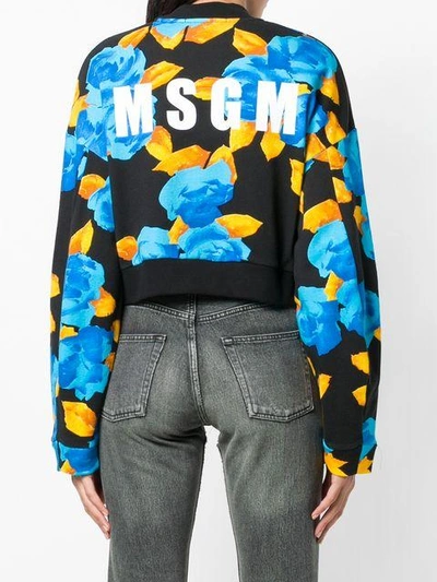 Shop Msgm Cropped Jersey Sweater In Black