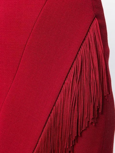 Shop David Koma Asymmetric Fringed Skirt In Red