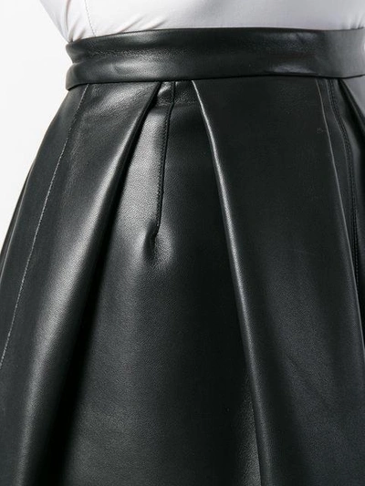 Shop David Koma Pleated Full Leather Skirt In Black