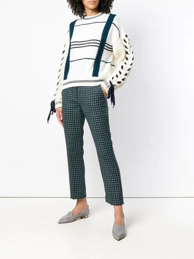 Shop Carven Pattern Chunky Knit Sweater In White