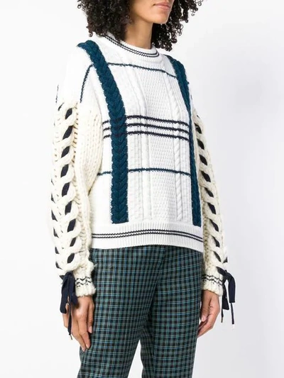 Shop Carven Pattern Chunky Knit Sweater In White