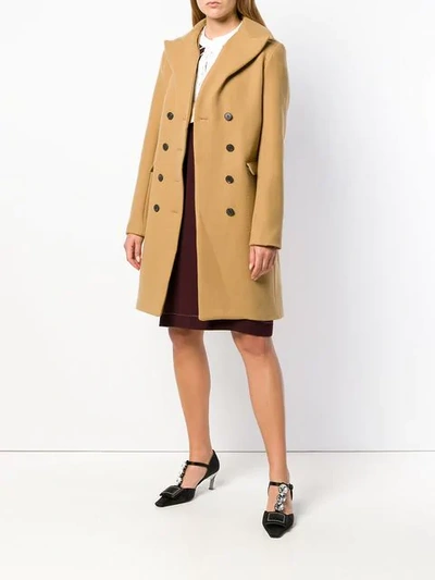 Shop Carven Double Breasted Coat In Neutrals