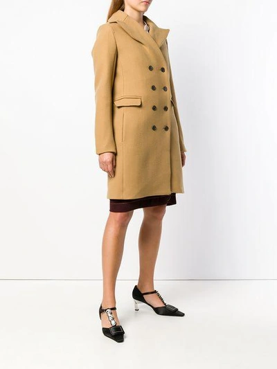 Shop Carven Double Breasted Coat In Neutrals