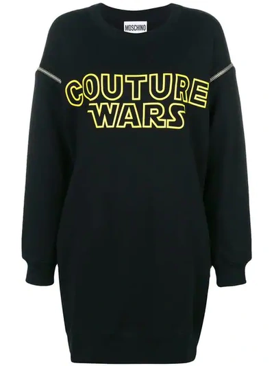 Shop Moschino Couture Wars Sweatshirt Dress - Black