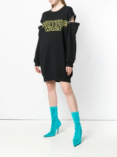 Shop Moschino Couture Wars Sweatshirt Dress - Black