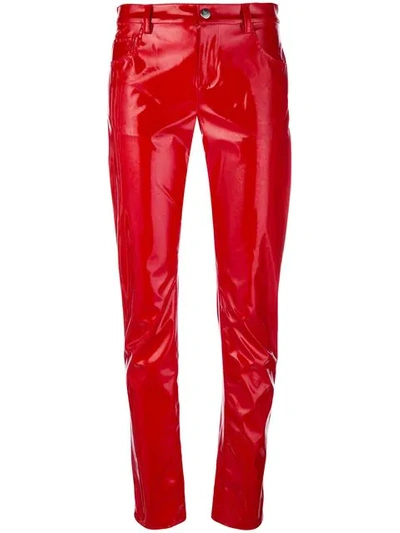 Shop Wandering Varnished Slim Trousers In Red