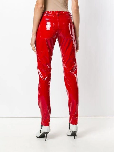 Shop Wandering Varnished Slim Trousers In Red