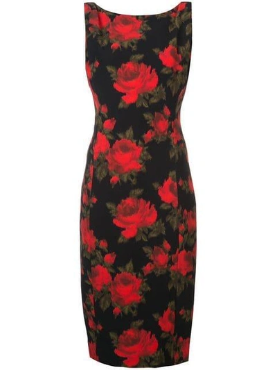 Shop Michael Kors Collection Floral Print Fitted Dress - Red