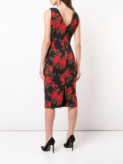 Shop Michael Kors Collection Floral Print Fitted Dress - Red
