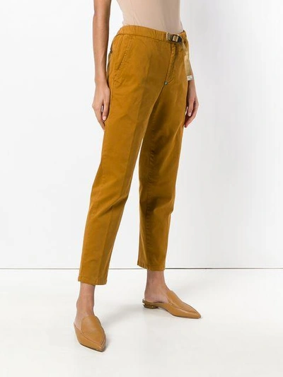 Shop White Sand Buckled Slim-fit Trousers - Orange