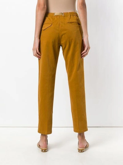 Shop White Sand Buckled Slim-fit Trousers - Orange
