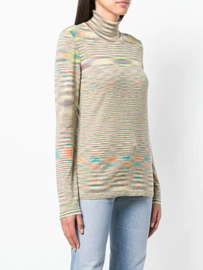 Shop Missoni Striped Turtleneck Jumper In Yellow