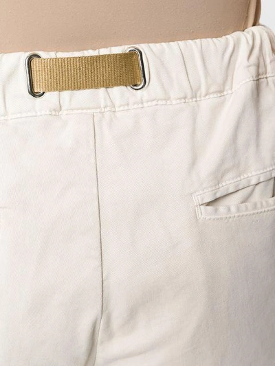 Shop White Sand Buckled Cropped Trousers - Neutrals