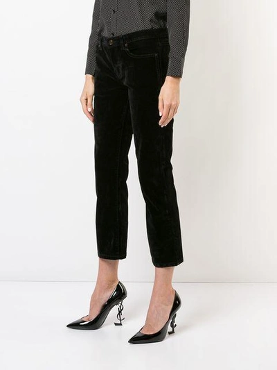 Shop Saint Laurent Cropped Slim-fit Jeans In Black