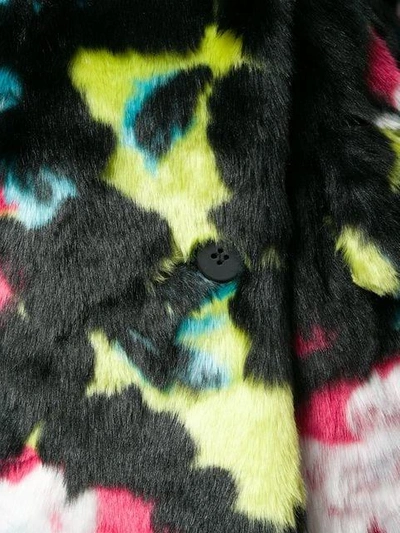 Shop Kenzo Double Breasted Faux Fur Coat In 45 Black