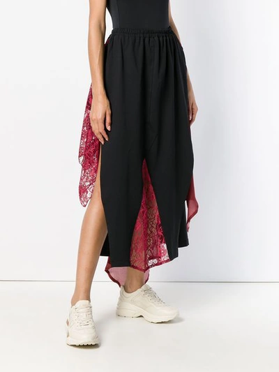 Shop Barbara Bologna Lace Panels Asymmetric Skirt - Black