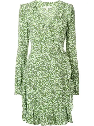 Shop Michael Michael Kors Micro Floral Sleeved Dress - Green