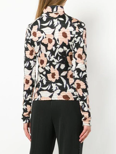 Shop Christian Wijnants Gathered Floral Print Top - Black