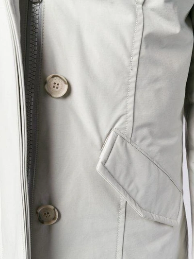 Shop Woolrich Long Sleeved Puffer Jacket - Grey