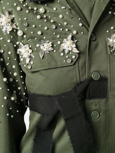 Shop Night Market Embellished Military Shirt Jacket - Green
