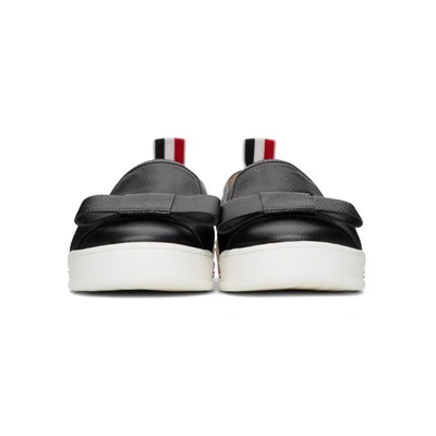 Shop Thom Browne Black Bow Slip-on Sneakers In 001 Black