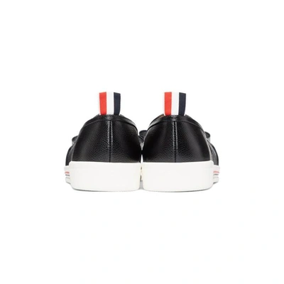 Shop Thom Browne Black Bow Slip-on Sneakers In 001 Black