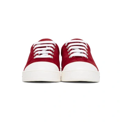 Shop Thom Browne Red Toe Cap Trainer Sneakers In 600 Red