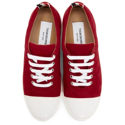 Shop Thom Browne Red Toe Cap Trainer Sneakers In 600 Red