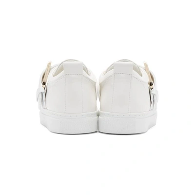 Shop Lanvin White Nappa Square Sneakers In 01 White
