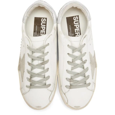 Shop Golden Goose White And Silver Superstar Sneakers In White Silve