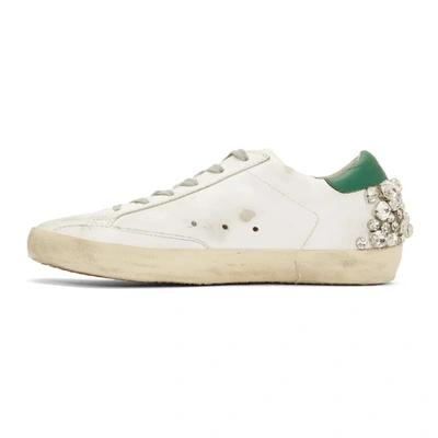 GOLDEN GOOSE 白色和绿色搭配钻石 SUPERSTAR 运动鞋