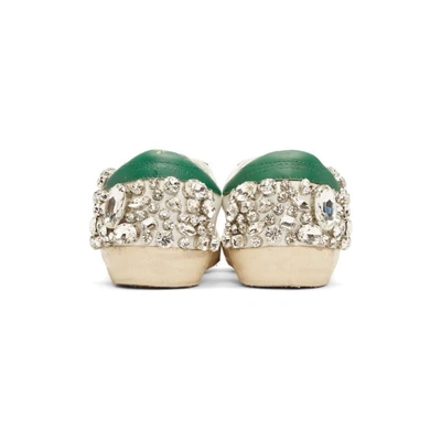 Shop Golden Goose White And Green Diamond Superstar Sneakers In Green-diamo