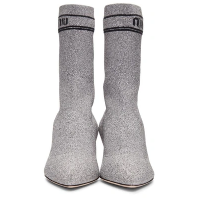 Shop Miu Miu Silver Lurex Sock Boots In F0ekq Lurex