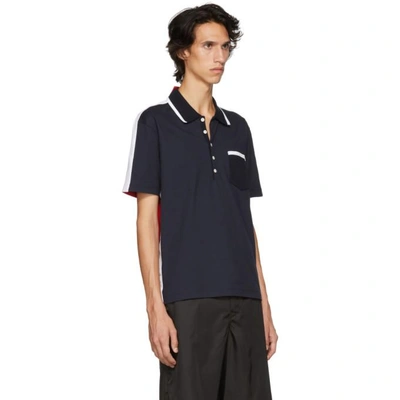 Shop Thom Browne Navy And Red Bicolor Polo In 960rwbwht